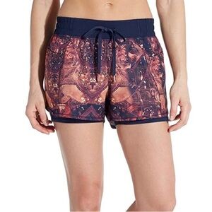 {CALIA} "Two in One" Sand Mandala Iris Multi Blue Pull On Running Shorts